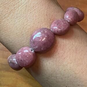 Carolyn Pollack Sterling Silver Chunky Rhodonite Bead Link Bracelet For Women